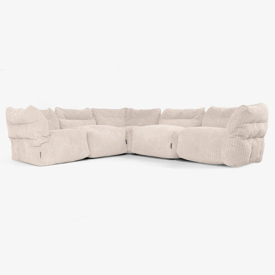 5-Sitzer Modulares Ecksofa-Set - Cord Elfenbein 01