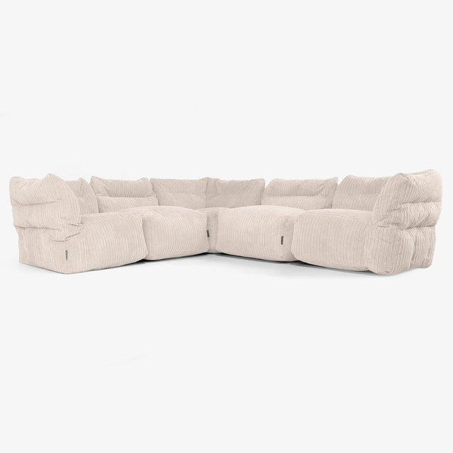 5-Sitzer Modulares Ecksofa-Set - Cord Elfenbein 01