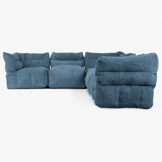 5-Sitzer Modulares Ecksofa-Set - Cord Marineblau 02