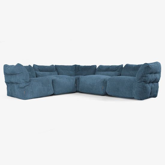 5-Sitzer Modulares Ecksofa-Set - Cord Marineblau 01