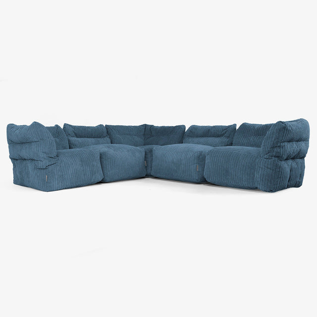 5-Sitzer Modulares Ecksofa-Set - Cord Marineblau 01
