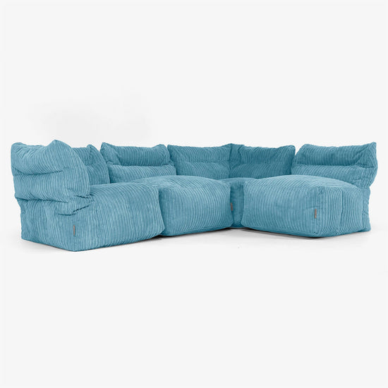 4-Sitzer Modulares Sofa-Set - Cord Türkis 04