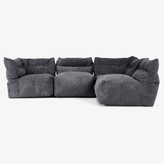 4-Sitzer Modulares Sofa-Set - Cord Schwarz 03