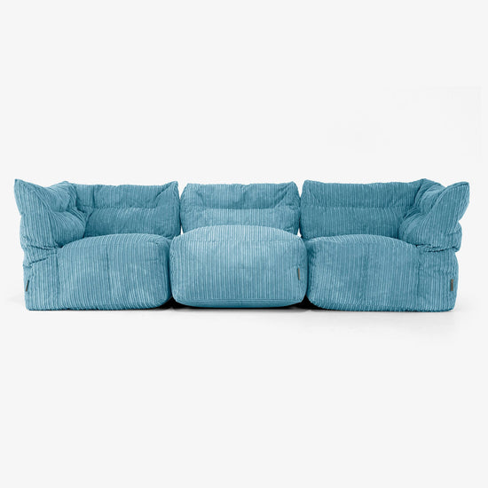 3-Sitzer Modulares Sofa-Set - Cord Türkis 01