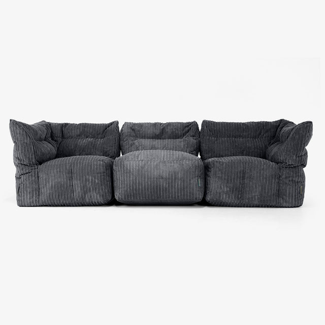 3-Sitzer Modulares Sofa-Set - Cord Schwarz 01