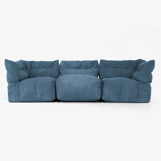 3-Sitzer Modulares Sofa-Set - Cord Marineblau 01