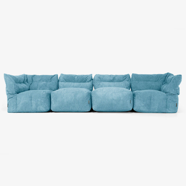 4-Sitzer Modulares Sofa-Set - Cord Türkis 01