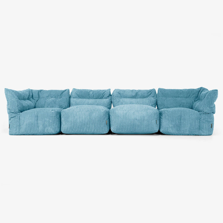4-Sitzer Modulares Sofa-Set - Cord Türkis 01