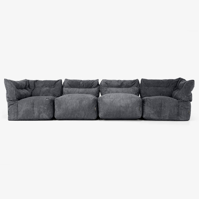 4-Sitzer Modulares Sofa-Set - Cord Schwarz 01