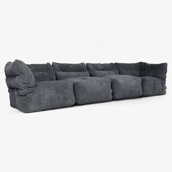 4-Sitzer Modulares Sofa-Set - Cord Schwarz 01
