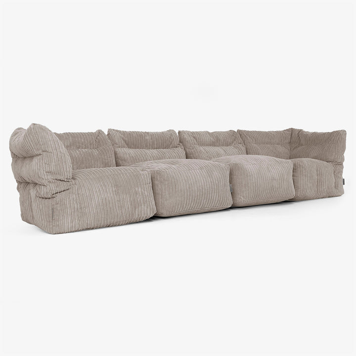 4-Sitzer Modulares Sofa-Set - Cord Beigegrau 02