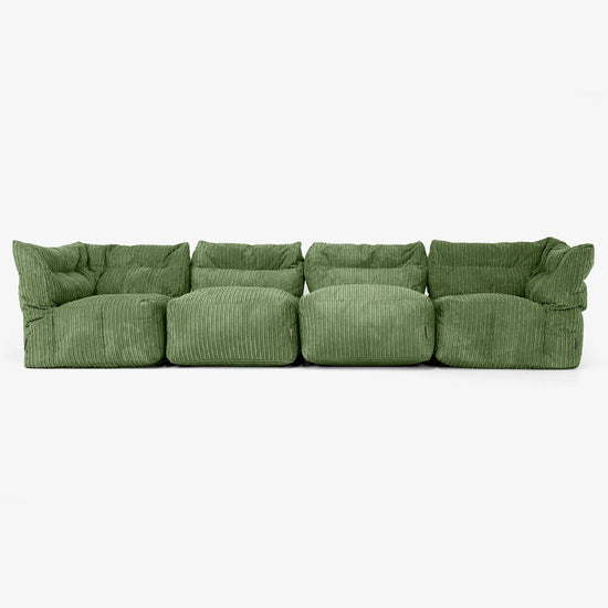 4-Sitzer Modulares Sofa-Set - Cord Nadelwaldgrün 01