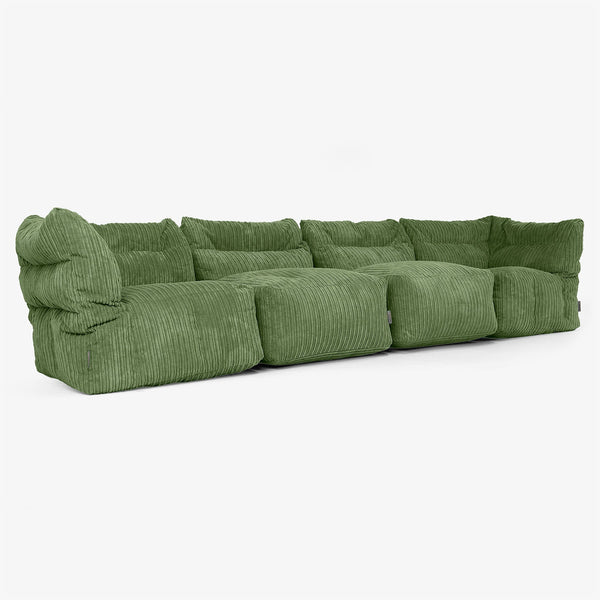 4-Sitzer Modulares Sofa-Set - Cord Nadelwaldgrün 01