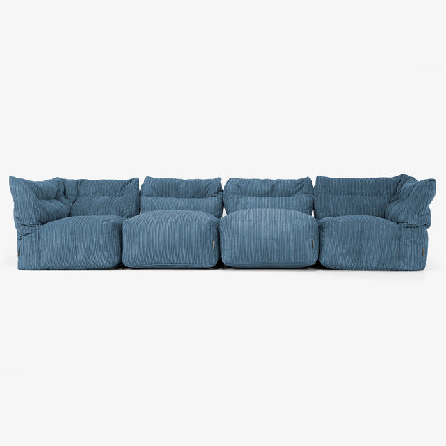 4-Sitzer Modulares Sofa-Set - Cord Marineblau 01