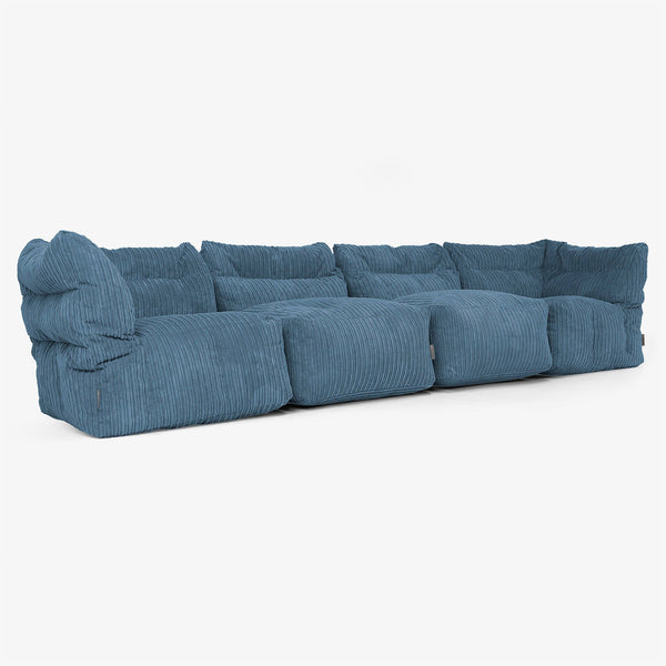 4-Sitzer Modulares Sofa-Set - Cord Marineblau 01