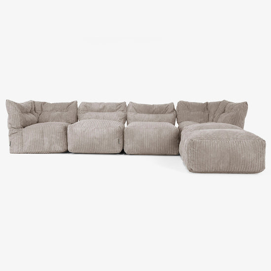 4-Sitzer Modulares Sofa-Set mit Récamiere rechts - Cord Beigegrau 01
