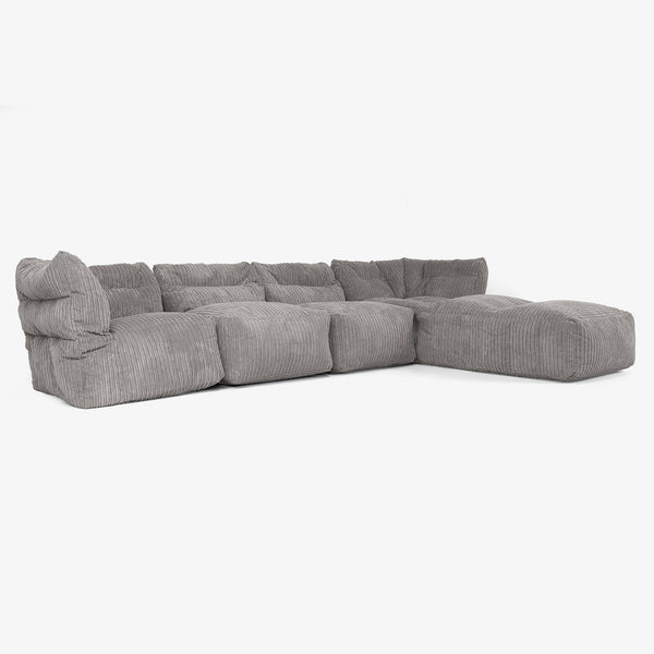 4-Sitzer Modulares Sofa-Set mit Récamiere rechts - Cord Graphitgrau 01