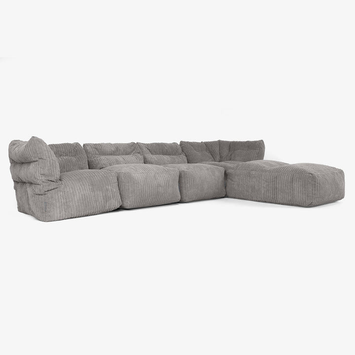 4-Sitzer Modulares Sofa-Set mit Récamiere rechts - Cord Graphitgrau 02