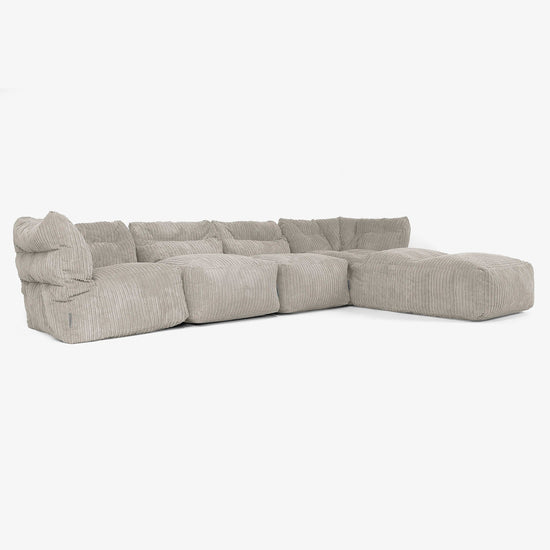 4-Sitzer Modulares Sofa-Set mit Récamiere rechts - Cord Nerzfarben 02