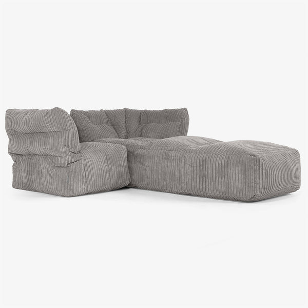2-Sitzer Modulares Sofa-Set mit Récamiere rechts - Cord Graphitgrau 01