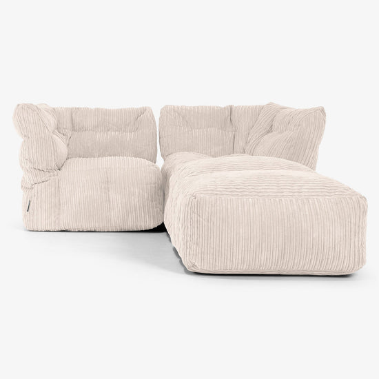 2-Sitzer Modulares Sofa-Set mit Récamiere rechts - Cord Elfenbein 01
