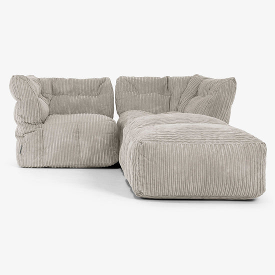 2-Sitzer Modulares Sofa-Set mit Récamiere rechts - Cord Nerzfarben 01