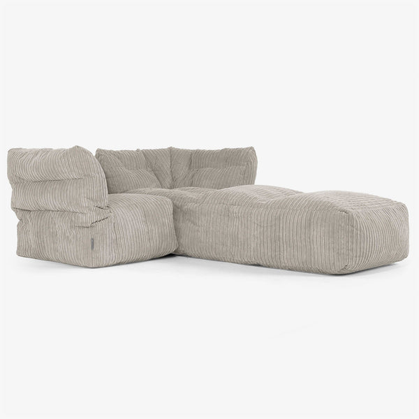 2-Sitzer Modulares Sofa-Set mit Récamiere rechts - Cord Nerzfarben 01