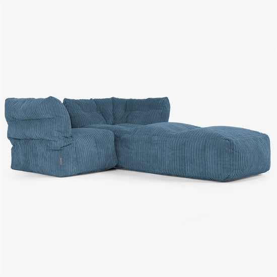 2-Sitzer Modulares Sofa-Set mit Récamiere rechts - Cord Marineblau 02