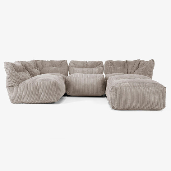 4-Sitzer Modulares Sofa-Set mit Récamiere rechts - Cord Beigegrau 03