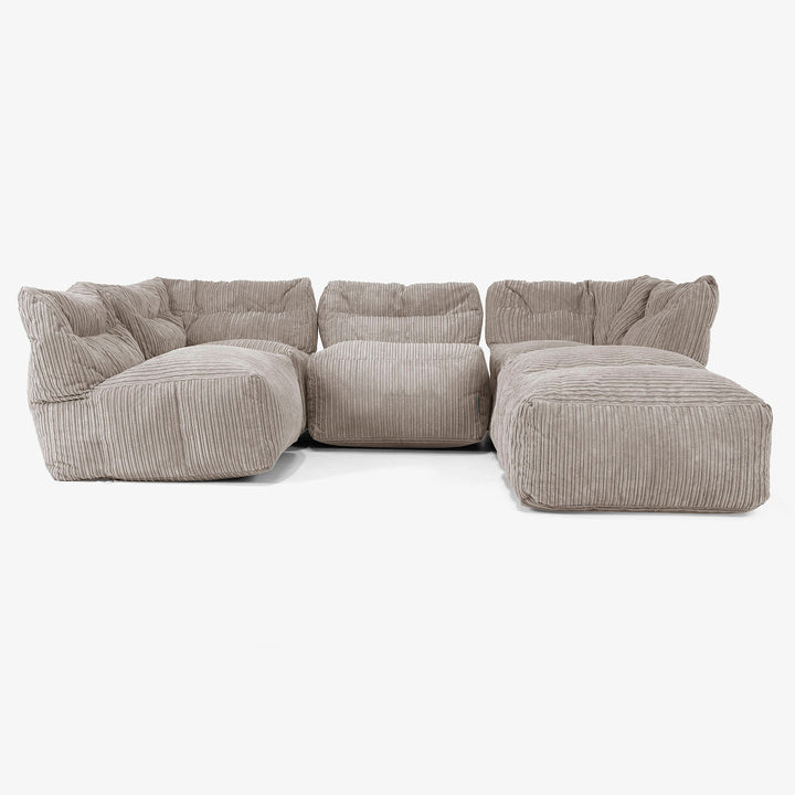 4-Sitzer Modulares Sofa-Set mit Récamiere rechts - Cord Beigegrau 03