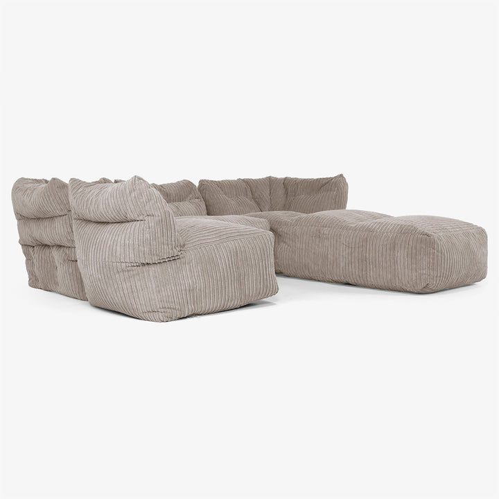 4-Sitzer Modulares Sofa-Set mit Récamiere rechts - Cord Beigegrau 04