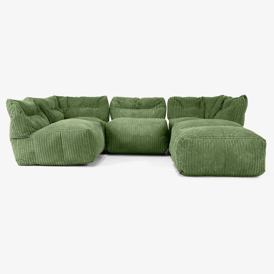4-Sitzer Modulares Sofa-Set mit Récamiere rechts - Cord Nadelwaldgrün 03