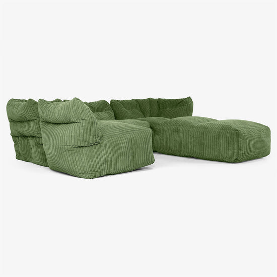 4-Sitzer Modulares Sofa-Set mit Récamiere rechts - Cord Nadelwaldgrün 04