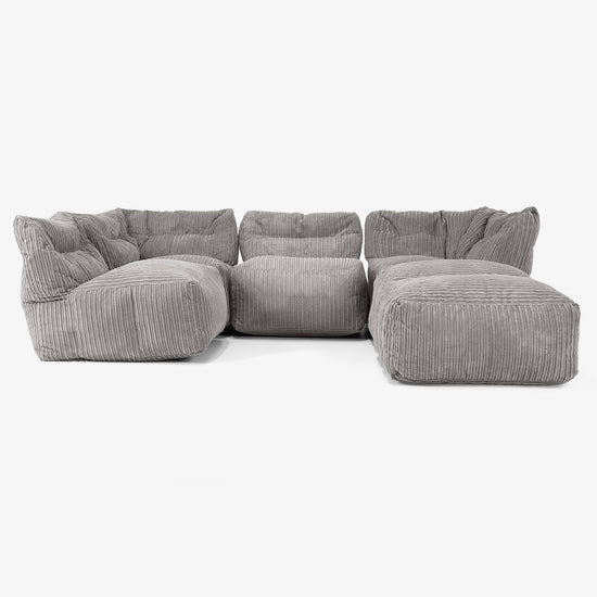4-Sitzer Modulares Sofa-Set mit Récamiere rechts - Cord Graphitgrau 03