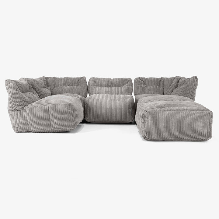 4-Sitzer Modulares Sofa-Set mit Récamiere rechts - Cord Graphitgrau 03