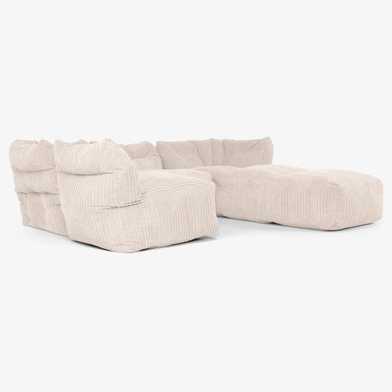 4-Sitzer Modulares Sofa-Set mit Récamiere rechts - Cord Elfenbein 04