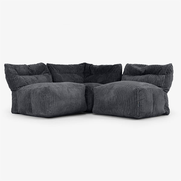 3-Sitzer Modulares Sofa-Set ohne Armlehnen - Cord Schwarz 01