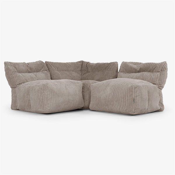 3-Sitzer Modulares Sofa-Set ohne Armlehnen - Cord Beigegrau 01