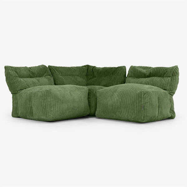 3-Sitzer Modulares Sofa-Set ohne Armlehnen - Cord Nadelwaldgrün 01