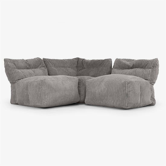 3-Sitzer Modulares Sofa-Set ohne Armlehnen - Cord Graphitgrau 01