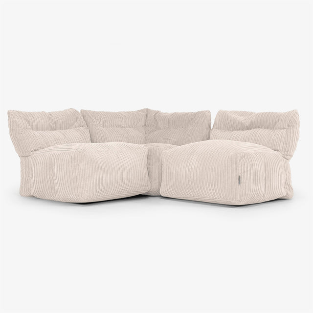 3-Sitzer Modulares Sofa-Set ohne Armlehnen - Cord Elfenbein 01