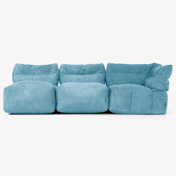3-Sitzer Modulares Sofa-Set ohne Armlehnen - Cord Türkis 04