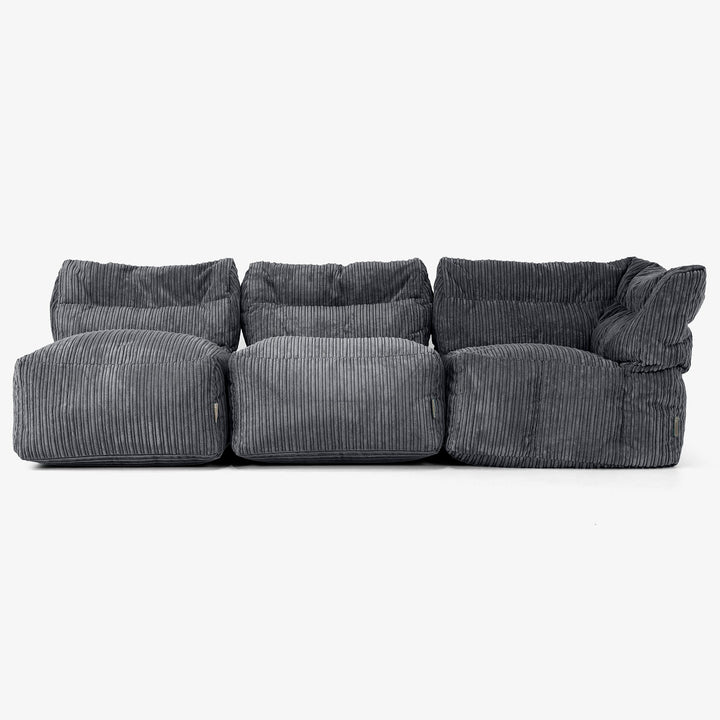 3-Sitzer Modulares Sofa-Set ohne Armlehnen - Cord Schwarz 04