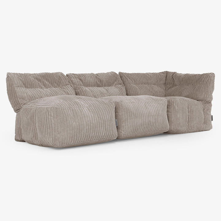 3-Sitzer Modulares Sofa-Set ohne Armlehnen - Cord Beigegrau 03