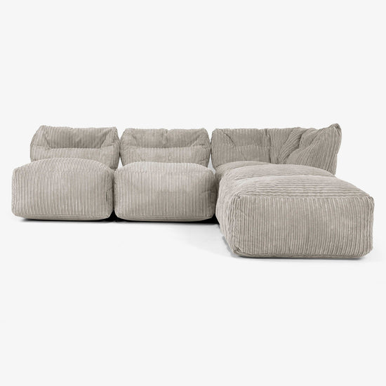 3-Sitzer Modulares Sofa-Set mit Récamiere rechts, ohne Armlehnen - Cord Nerzfarben 01