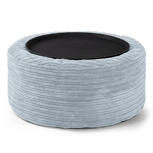 Sitzhocker mit Tablett - Cord Baby Blau 01