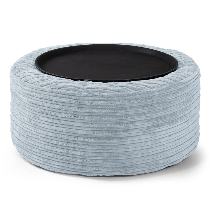 Sitzhocker mit Tablett - Cord Baby Blau 02