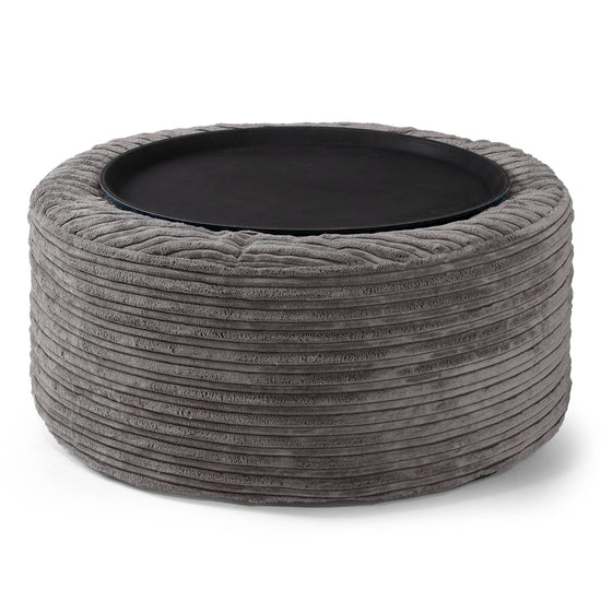 Sitzhocker mit Tablett - Cord Graphitgrau 02