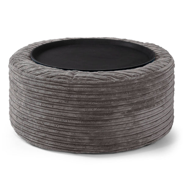 Sitzhocker mit Tablett - Cord Graphitgrau 01