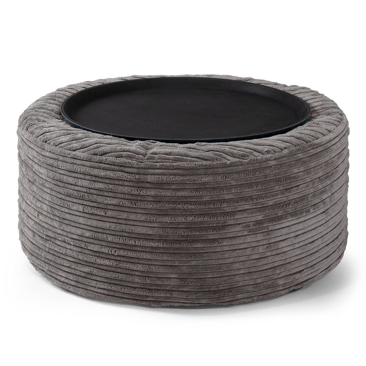 Sitzhocker mit Tablett - Cord Graphitgrau 02